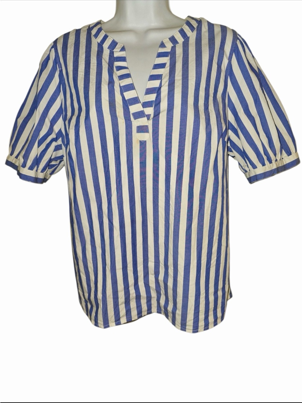 J. Crew Blue and White Striped Short Sleeve Tunic Top SZ XL